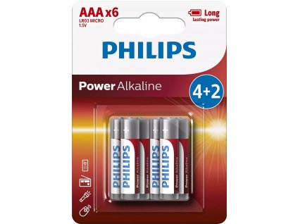 PHILIPS LR03P6BP/10 AAA Power Alkaline baterie (6ks) (Phil-LR03P6BP/10)