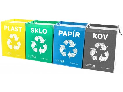 Sixtol Tašky na tříděný odpad Sort Easy 4 Metal, 30x30x40cm, 4x36l, 4ks (SX4203)