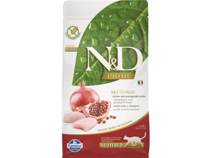 N&D PRIME CAT Neutered Chicken & Pomegranate 1,5kg granule pro kastrované kočky (8010276030467)