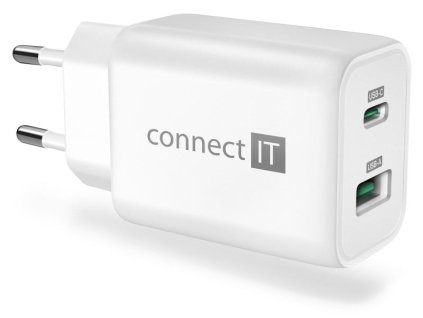 CONNECT IT Wanderer2 GaN nabíjecí adaptér 1×USB-C + 1xUSB-A, 33W PD, bílá (CWC-2080-WH)