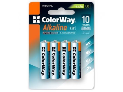 ColorWay alkalická baterie AA, 4ks v balení blister (CW-BALR06-4BL)