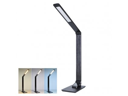 Solight LED stolní lampička stmívatelná, 8W,  display, změna chromatičnosti, hliník, černá (WO59-B)