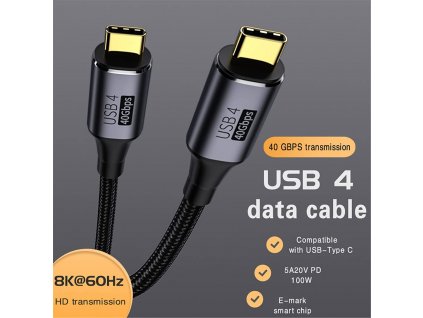 PremiumCord USB4™ Gen 3x2 40Gbps 8K@60Hz 240W Thunderbolt 3 kabel 1,2m (ku4cr12)