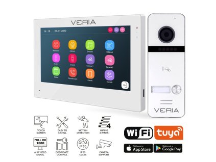 SET Videotelefon VERIA 3001-W (Wi-Fi) bílý + vstupní stanice VERIA 301 (S-3001-W-301)