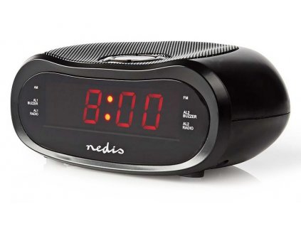 NEDIS digitální budík s rádiem/ LED displej/ AM/ FM/ funkce odloženého buzení/ časovač vypnutí/ 2 alarmy/ černý (CLAR001BK)