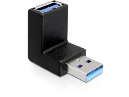 DeLock adaptér USB 3.0 samec - USB 3.0 samice pod úhelem 90° vertikálně (65339)