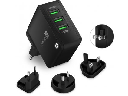 Connect IT Nomad2 WorldTravel nabíjecí adaptér 3xUSB-A, 24W, černý (CWC-3310-BK)