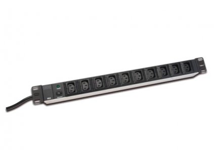 DIGITUS 19" PDU, 1U hliník, C14 -> 10x C13, 10A, jistič (DN-95404)