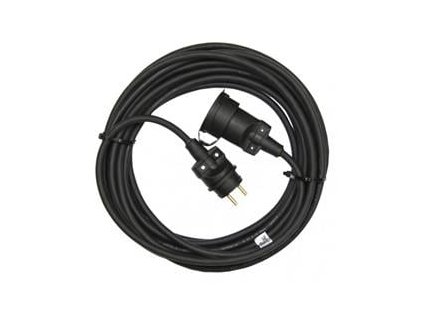Venkovní prodlužovací kabel 20m / 1 zásuvka / černý / guma / 230 V / 1,5mm2 (PM0503)
