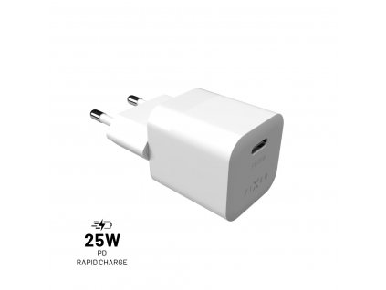 Síťová nabíječka FIXED Mini s USB-C výstupem a podporou PD, 25W, bílá (FIXC25M-C-WH)