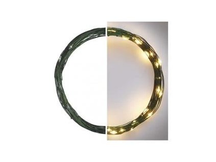 LED vánoční nano řetěz zelený, 4 m, venkovní i vnitřní, teplá bílá, časovač (D3AW03)