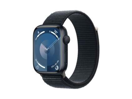 Apple Watch Series 9 45mm Temně inkoustový hliník s temně inkoustovým provlékacím sportovním řemínkem (MR9C3QC/A)