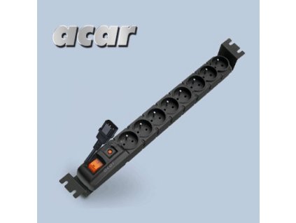 ACAR 19" Rozvodný panel 8x230V 1.5U CZ 3m kabel IEC černý (7676)