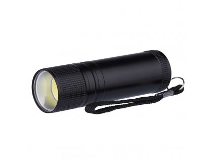 LED svítilna kovová, 3W COB LED, na 3x AAA černá (1440813110)