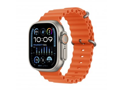 Apple Watch Ultra 2 49mm titanové pouzdro s oranžovým oceánským řemínkem (MREH3CS/A)