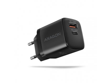 AXAGON ACU-PQ20 nabíječka do sítě 20W, 2x port (USB-A + USB-C), PD3.0/PPS/QC4+/AFC/Apple, černá (ACU-PQ20)