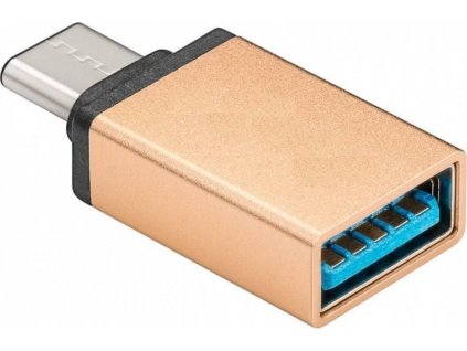 Adaptér USB-C/male - USB3.0 A/female, zlatý, OTG (kur31-07)
