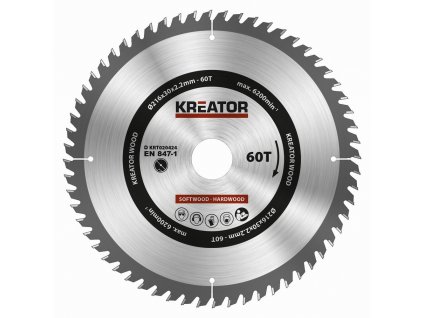 Kreator KRT020424 - Pilový kotouč na dřevo 216mm, 60T (KRT020424)