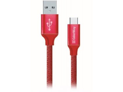 ColorWay USB-C kabel 1m 2.1A, červená (CW-CBUC003-RD)