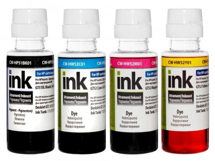 ColorWay alternativní inkoustová náplň pro HP / GT-51/ GT-52/ HP Tank 115/ 315/ 415/ 4x 100ml Multipack (CW-HP51/HW52SET01)