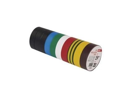 Izolační páska PVC 19mm / 20m barevný mix 10Ks (F61999)