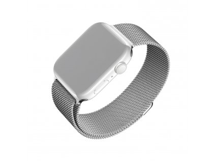 Fixed Mesh Strap síťovaný nerezový řemínek pro Apple Watch 42/44/45mm, stříbrný (FIXMEST-434-SL)