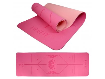 Podložka LIFEFIT YOGA MAT LOTOS DUO, 183x58x0,6cm, růžová (F-MAT-E21-03)