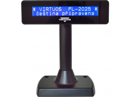 LCD zákaznický displej Virtuos FL-2025MB 2x20, USB, černý (EJG0003)