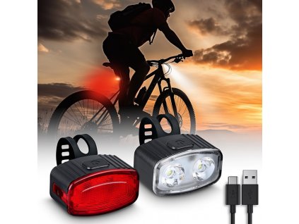 Solight set nabíjecích cyklo svítilen, 160lm přední, zadní červená, Li-Ion, USB (WN47)