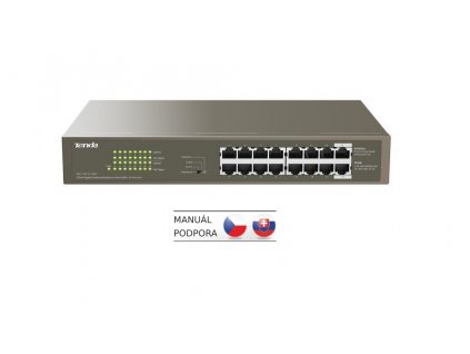 Tenda TEG1116P-16-150W PoE AT Gigabit switch 16x 1Gb/s s PoE 802.3af/at, PoE 135W,Rackmount, Fanless (TEG1116P-16-150W)