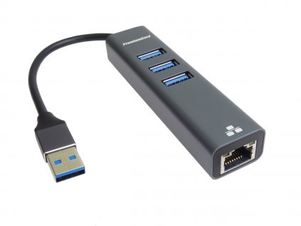 PremiumCord Adapter USB-A na Gigabit 10/100/1000Mbps + 3x USB3.0 konektor (kuethernet7)