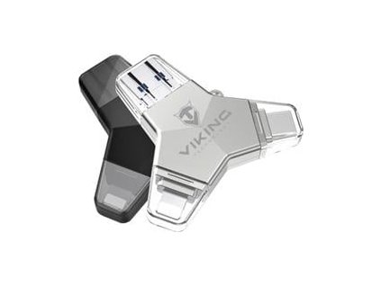 Viking USB Flash disk 3.0 4v1 s koncovkou Lightning/Micro USB/USB/USB-C, 128 GB, černá (VUFII128B)