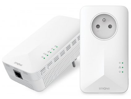 STRONG sada 2 adaptérů Powerline 1000 WF DUO FRV2/ Powerline 1000 Mbit/s/ Wi-Fi 1200 Mbit/s/ 2x LAN/ bílý (POWERL1000WFDUOFRV2)