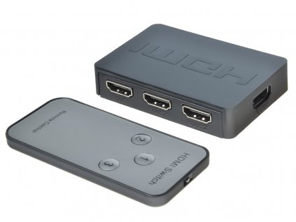 HDMI switch 3:1 plastový s dálkovým ovladačem (khswit31c)