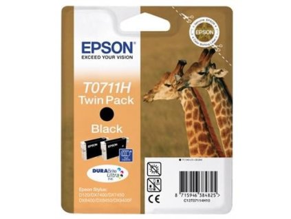 Epson T0711H Black 2-pack 2x11,1ml pro Stylus D120,DX7400,DX8400,... - originální (C13T07114H10)