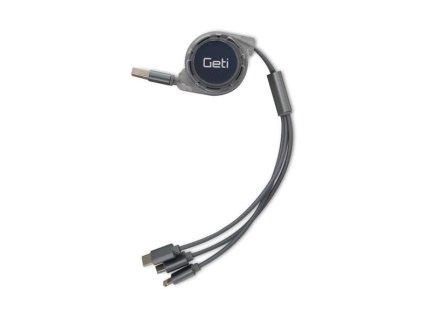 Kabel Geti GCU 04 USB 3v1 stříbrný samonavíjecí (06423911)