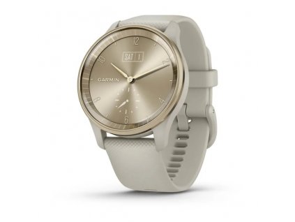 Garmin vivomove Trend, Nerezová luneta Cream Gold, pouzdro French Grey, silikonový řemínek (010-02665-02)