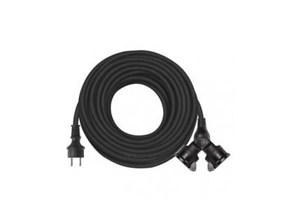 Venkovní prodlužovací kabel 20m / 2 zásuvky / černý / guma / 230 V / 1,5mm2 (P0603)