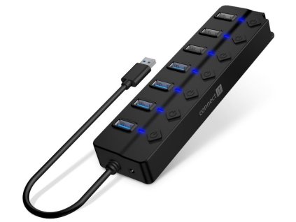 CONNECT IT Mighty Switch 2 USB-A hub, (4xUSB-A 3.0, 3xUSB-A 2.0), externí (CHU-5410-BK)