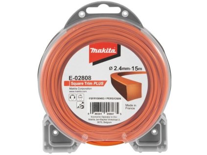 Makita struna nylonová Plus 2,4mm, 15m, oranžová, hranatá (E-02808)