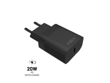 Síťová nabíječka FIXED s USB-C výstupem a podporou PD, 20W, černá (FIXC20N-C-BK)