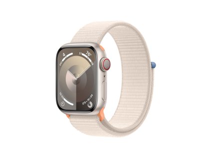 Apple Watch Series 9 41mm Cellular Hvězdně bílý hliník s hvězdně bílým provlékacím sportovním řemínkem (MRHQ3QC/A)