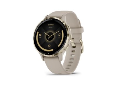 Garmin Venu 3S, Nerezová luneta Soft Gold, pouzdro French Gray, silikonový řemínek (010-02785-02)