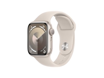 Apple Watch Series 9 41mm Hvězdně bílý hliník s hvězdně bílým sportovním řemínkem - S/M (MR8T3QC/A)