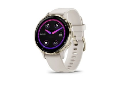 Garmin Venu 3S, Nerezová luneta Soft Gold, pouzdro Ivory, silikonový řemínek (010-02785-04)