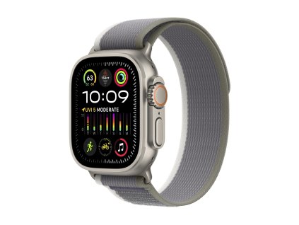 Apple Watch Ultra 2 49mm titanové pouzdro se zeleno-šedým trailovým tahem - S/M (MRF33CS/A)