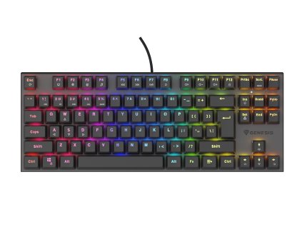 Genesis herní mechanická klávesnice THOR 303/TKL/RGB/Outemu Peach Silent/Drátová USB/US layout/Černá (NKG-1881)