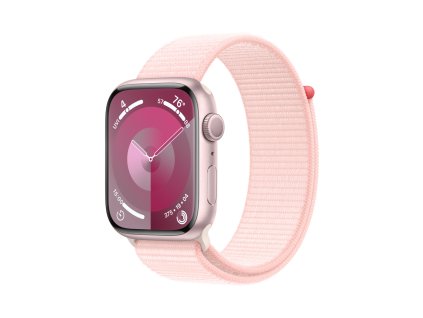 Apple Watch Series 9 45mm Růžový hliník se světle růžovým provlékacím sportovním řemínkem (MR9J3QC/A)