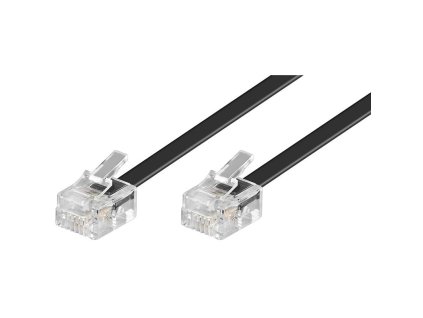 Kabel telefonní rovný 6P4C plug - 6P4C plug 3m - černý (tk6-03b)