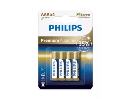 PHILIPS LR03M4B AAA Premium Alkaline baterie (4ks) (Phil-LR03M4B/10)